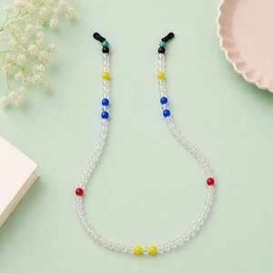 Chaîne de lunettes fantaisie à motif floral avec perles de cristal et accents colorés, sangle de cou souple antidérapante de 70 cm pour femme - Product Image 4