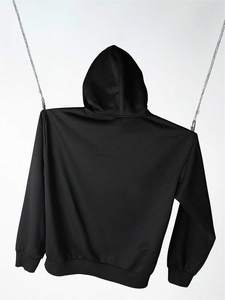 Sweat-shirts à capuche zippés pour hommes en molleton de coton épais avec détail strass sur l'épaule, coupe oversize, style streetwear, production sous marque privée - Product Image 3