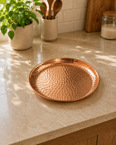 Plato de cobre pulido para servir, bandeja clásica vintage minimalista de lujo, sin BPA, duradero, hecho a mano, apto para alimentos, para fiestas, estilo antiguo. - Product Image 5
