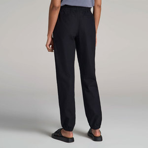 Pantalones de Punto Negros para Mujer, con Cordón Ajustable, Color Sólido, Largos, Casuales, Cintura Media, Corte Regular, Transpirables, de Algodón, Estilo Recto - Product Image 3