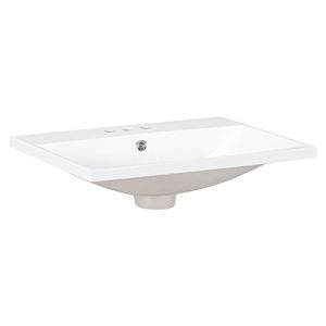 Encimera de Baño Blanca de 24 Pulgadas con 3 Orificios para Grifo, Compatible con Grifos de 4 Pulgadas, Solo Encimera, Producto de Alta Demanda para Lavabos de Baño - Product Image 5