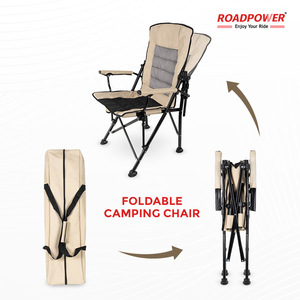 ROADPOWER (RP-CHR-90) Portable <b>Padded</b> Camping <b>Chair</b> Premium Comfort With Cup Holder & Armrests, Ideal For Camping, And Fishing - Product Image 2