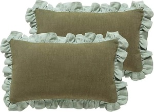 Cream Rectangle <b>Cushion</b> <b>Cover</b> with <b>Ruffle</b> Edge Classic Home Decor Pillow Case 100% Cotton Washable Envelope Closure - Product Image 4