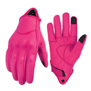 Gants de moto respirants pour la course, protection, ajustables avec fermeture auto-agrippante, en cuir de haute qualité pour motards - Product Image 1