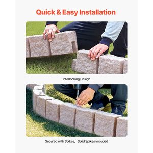 Bordo per Giardino Flessibile Effetto Pietra Realistico 46.8 X 3.9, Dimensioni Mattoni, con Picchetto di Ancoraggio per Prato e Terrazze - Product Image 4