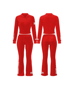 Conjunto de camiseta y leggings de bádminton para mujer, de poliéster y spandex de alta calidad, 220 GSM, color rojo, transpirable, elástico, con logo personalizado impreso. Conjuntos para mujer. - Product Image 1