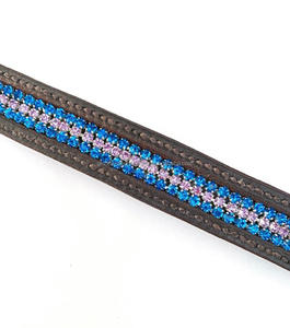 Bande de sourcils Bling personnalisée fabriquée à la main avec du cuir anglais noir canal vide bande de sourcils de cheval avec 3 rangées de strass et cristaux - Product Image 3