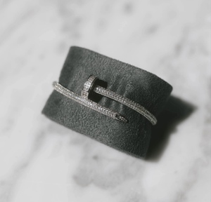 925 Sterling <b>Silver</b> <b>Cuff</b> <b>Bracelet</b> Round Diamond Channel Setting Geometric Open Bangle Everyday Wear Jewelry - Product Image 3