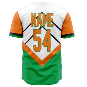 Men Custom Green Orange White Baseball Jersey Button Up Softball Team Uniform Breathable Athletic Sports Shirt for <b>Games</b> - Product Image 3