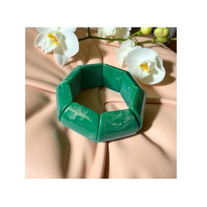 Hexagon Jade Cuff <b>Bracelet</b> Classic Green Unisex Fashion <b>Bangle</b> Premium Quality Resin <b>Bracelet</b> with Sophisticated Gloss Finish - Product Image 3