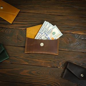 Portefeuille à monnaie portable en cuir véritable, robuste, avec logo personnalisé, classeur de budget de luxe, poche LCE-0054 - Product Image 2