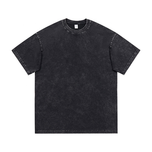 T-shirt Homme de Qualité Supérieure, Grammage Lourd, Délavé à l'Acide, Manches Courtes, Logo Personnalisé Imprimé, T-shirt en Coton Vierge Délavé à la Pierre - Product Image 2