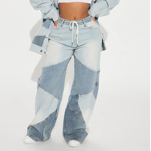 Jean en denim pour femme de haute qualité, coupe droite décontractée, taille haute, délavage léger, 100 % coton, séchage rapide, respirant, idéal pour l'hiver - Product Image 3