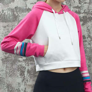เสื้อฮู้ดผู้หญิงขายดี ขนาดสั่งทำได้ ระบายอากาศดี สไตล์สตรีทแวร์ แบบสวมหัว ลำลอง ทรงครอป ใส่ออกกำลังกาย ลายเรียบๆ สำหรับฤดูหนาว ขายส่ง - Product Image 5
