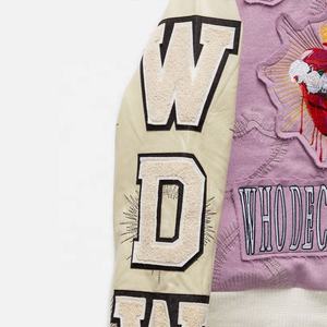 OEM High Quality Vintage Custom Men's Varsity <b>Jacket</b> Embroidery <b>Patches</b> Letterman College Baseball Bomber <b>Jacket</b> Stand Collar - Product Image 3