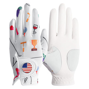 Gant de golf pour femme en cuir véritable imperméable, antidérapant, protection UV, avec marqueur de balle intégré, pour le sport et la protection des mains - Product Image 1