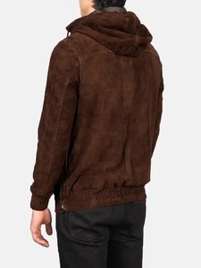 <b>Men</b>’s Mocha Brown Suede <b>Hooded</b> <b>Jacket</b> – Casual Slim Fit Winter Outerwear <b>Jacket</b> Wholesale Manufacturer - Product Image 2
