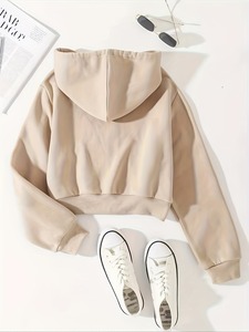 เสื้อฮู้ดสวมหัวแบบลำลองของผู้หญิงเสื้อครอปแบบถักแขนยาวระบายอากาศได้ดี - Product Image 2