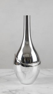 Juego de 3 jarrones de flores de aluminio fundido con baño de plata de lujo, diseño espiral cromado moderno y minimalista para decoración de hogar de lujo. - Product Image 3