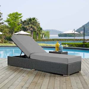 Chaise longue en osier avec dossier réglable, lit de repos d'extérieur durable pour jardin, complexe hôtelier et bord de piscine - Product Image 2