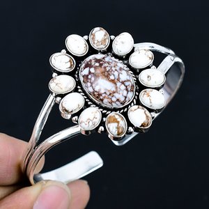 Natural Wild horse Gemstone 925 Sterling Silver Bangle Trending Designer <b>Bracelet</b> Jewelry Cuff Women Bangle - Product Image 1