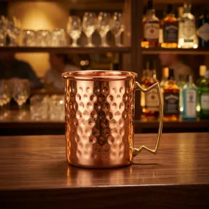 Jarra de Cerveza de Cobre Sólido con Asa de Latón, Recargable, Vaso Moderno para Bar, Hogar, Fiesta, Camping, Regalo - Product Image 1