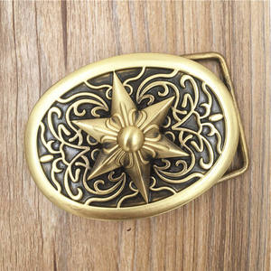 YIHUI Hebilla de Cinturón de Latón Vintage para Hombre, Diseño Hueco de Cruz y Flor Gótica, Cobre Antiguo, Resistente, con Transferencia Térmica - Product Image 5