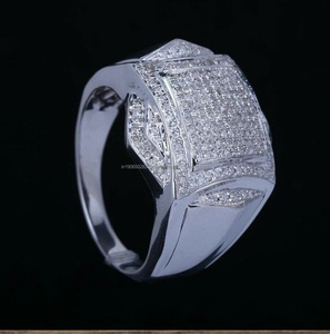 Men's 925 Sterling Silver Hip Hop Rhodium Plated Pave <b>Iced</b> Out Diamond Cluster <b>Ring</b> Wedding Groom and Engagement Proposal <b>Ring</b> - Product Image 4