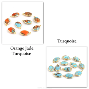 Dijes ovalados de turquesa cobre de Mohave, bisel chapado en oro de 18 quilates, accesorios para la fabricación de joyas, conectores de joyería DIY - Product Image 6