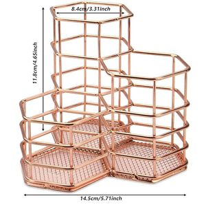 Modern Hexagonal Metal Storage <b>Baskets</b> <b>Stackable</b> Office Organizer Desk Organizer Three-Layer Stainless Steel Freestanding - Product Image 5