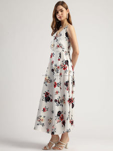 Vestido MIDI con estampado floral para mujer con cuello en V y dobladillo acampanado - Product Image 3