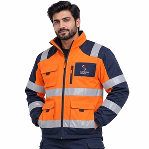 Ropa de Seguridad Industrial para Exteriores, Chaqueta de Seguridad OEM con Tiras Reflectantes, Chaqueta de Trabajo de Tela Resistente y Ajuste Cómodo - Product Image 1