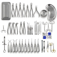49 Pcs Set Instrumen Bedah Ekstraksi Gigi Manual dari Baja Tahan Karat dengan 16 Pisau Skalpel Gratis Alat Khusus