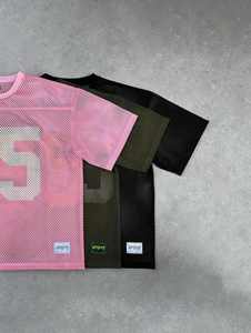 Camiseta Unisex de Manga Corta, Estilo Deportivo, Corte Holgado, 100% Poliéster, Malla Transpirable, Anti-Pilling, Estilo Vintage Casual - Product Image 2