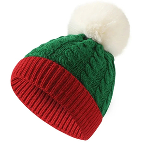 Wholesale Custom Stripe Winter Warm Unisex 100% Wool <b>Beanie</b> Striped Knitted Jacquard Cuffed <b>Pom</b> <b>Pom</b> Cap Hats - Product Image 1