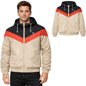 Color Block Zip Windbreaker Rain <b>jacket</b> for <b>men</b> Waterproof Hooded Streetwear Custom Logo High Quality Outerwear Wholesale OEM - Product Image 1