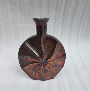 Handmade Aluminum Casted Silver Modern <b>Tabletop</b> Vase Rustic Textured Design Decorative Art Piece - Product Image 5