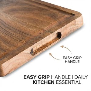 Planche à découper en bois à finition naturelle, planche à découper rectangulaire avec poignée, planche de préparation alimentaire pour la cuisine, la maison et les restaurants - Product Image 1