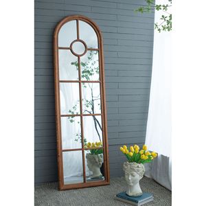 24x79 specchio allungato a metà tondo stile architettura classica in legno massello di abete decorazione d'interni 24x79 decorazione decorativa della parete della finestra specchio - Product Image 2