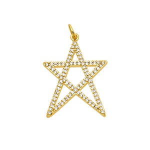 จี้รูปดาวเปิดประดับเพชรคิวบิกเซอร์โคเนียชุบทองคำขาว 925 ขายส่งจาก Memoria Jewels - Product Image 1