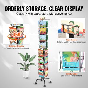 Portacarte girevole a 32 tasche porta porta cartelli girevoli a 360 gradi 4 ruote chiudibili a chiave per esposizione fiere - Product Image 4