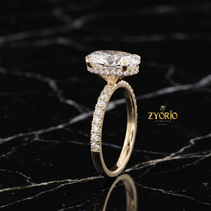Oval Cut Diamond Engagement <b>Ring</b> in 925 Sterling <b>Silver</b> – Hidden Halo Pave Promise <b>Ring</b> for Women - Product Image 2