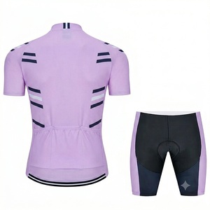 Sportswear light purple Custom <b>cycling</b> set slimfit men <b>women</b> <b>short</b> sleeve bib <b>shorts</b> set breathable quickdry outdoor Riding gear - Product Image 2