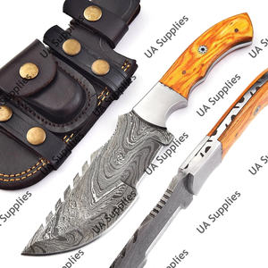 Couteau de chasse/camping/sauvetage multifonctionnel robuste en acier Damas, personnalisable OEM/ODM, à lame pleine, par UA Supplies - Product Image 5