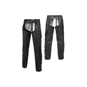 Pantalones ecuestres de cuero con flecos y cinturón para montar a caballo - Product Image 1