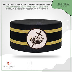 Casquette Couronne des Templiers - Badge en Velours Brodé Noir et Blanc pour Utilisation en Extérieur et en Soirée - Product Image 2
