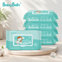 Vente directe d'usine, lingettes pour bébé antibactériennes écologiques extra douces en gros, lingettes humides non tissées, 80 pièces