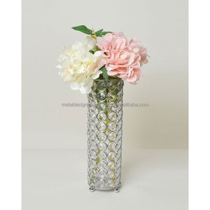 Vase à fleurs décoratif en métal cristal Bougeoir en cristal de mariage Porte votives décoratif de salon Pièce maîtresse - Product Image 5