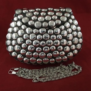 Silver Plated Zinc Alloy Clutch <b>Bag</b> With <b>Studs</b> Irregular Shape Fashion Metal Craft - Product Image 1