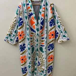 ชุดกิโมโนผ้าฝ้ายปักลายซูซานี งานฝีมือสุดหรู ใช้เป็นชุดคลุมชายหาดหรือชุดลำลองได้ แฟชั่นงานฝีมือ แขนยาว - Product Image 1